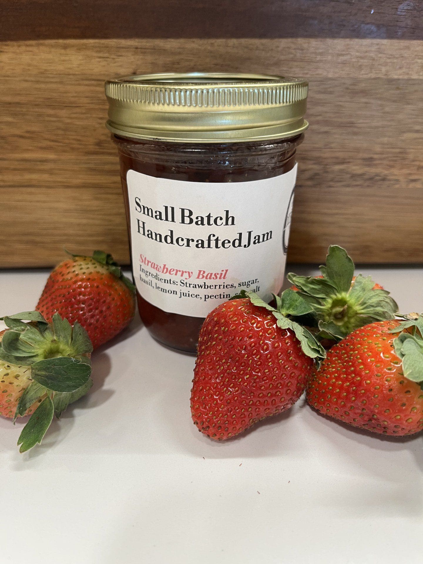 8oz Small Batch Handcrafted Jam, Strawberry Basil